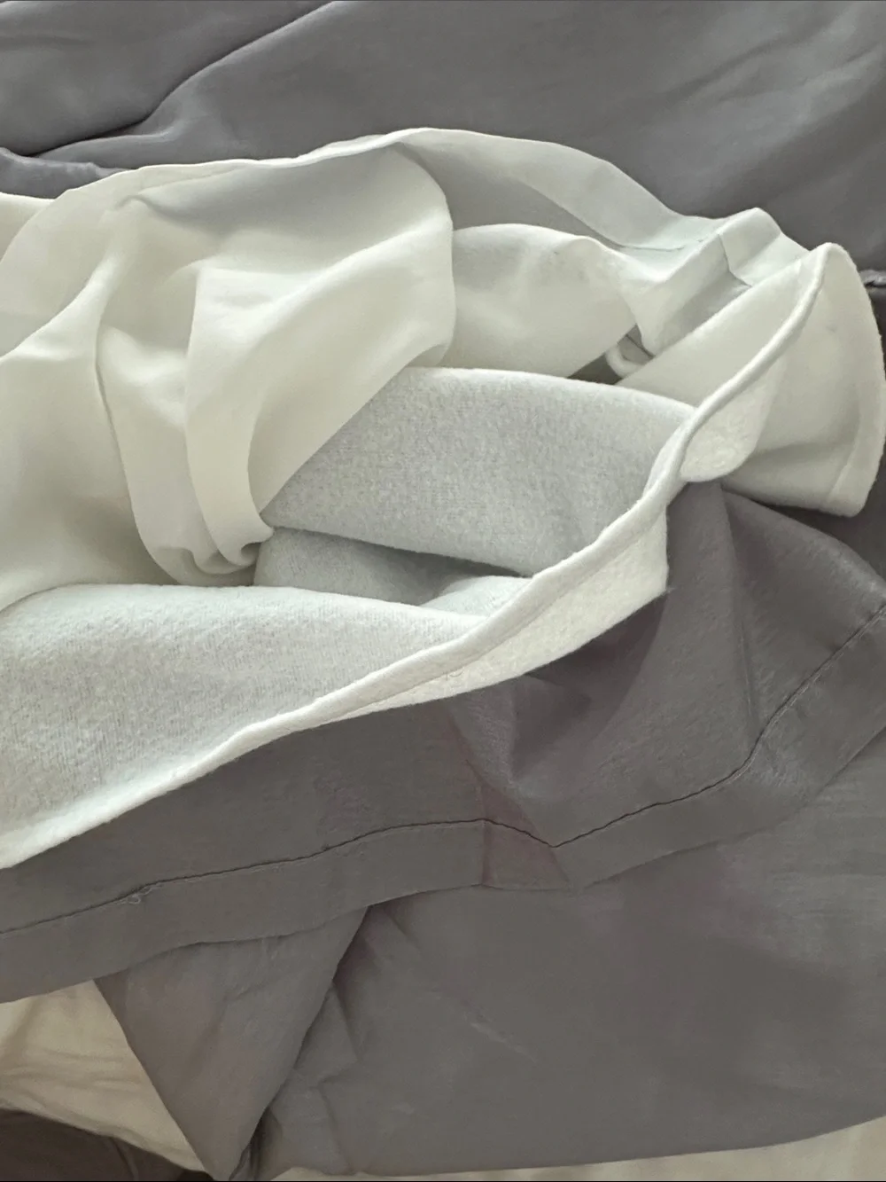 Pair of Pole Top Grey with White Lining Curtain Panels-Triple Layer Size 53* 84L
